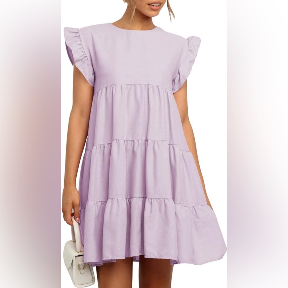 IHOT Babydoll Ruffle Sleeveless Flowy Mini Dress